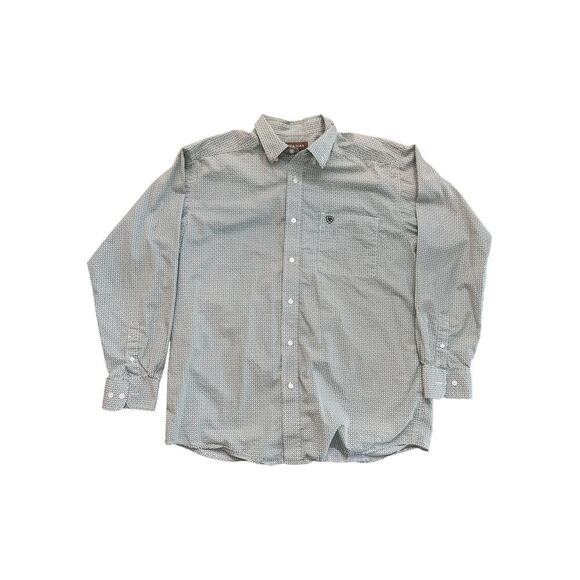 Ariat Men's Green & White Reign Classic Fit Button Down Shirt Size Large - Picture 1 of 5